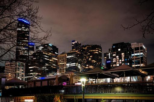 Melbourne skyscrapers at night, JPG