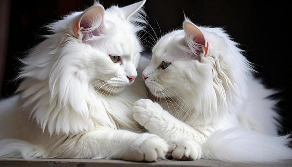 白猫の親子の写真