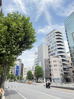 晴れの日のビジネス街 晴れの日のビジネス街 道,街,ビルの写真素材