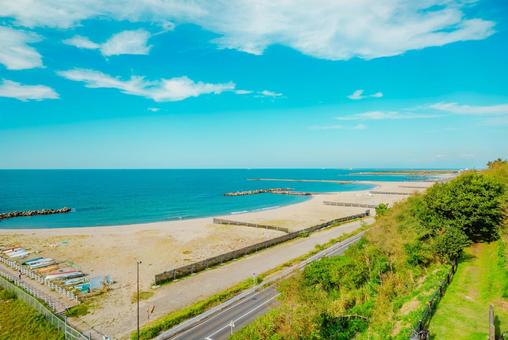 【新潟】日和山浜海水浴場 【新潟】日和山浜海水浴場 新潟,みどり,青の写真素材