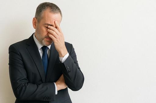 頭を抱えて悩む人の写真