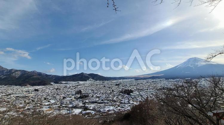 富士山の見える絶景 日本,街並み,富士山の写真素材