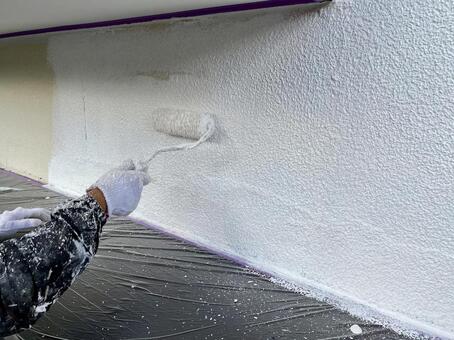 マスチック塗装様子② モルタル,サコツ,マスチックの写真素材