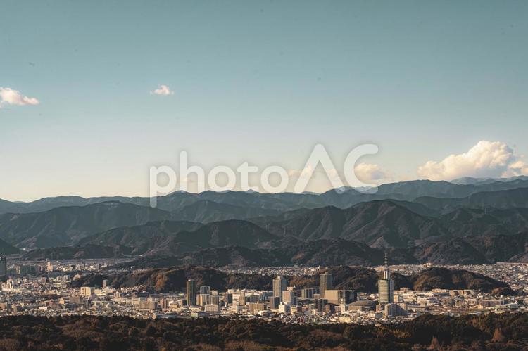 日本平から見る静岡市の風景 静岡市,田舎暮らし,田舎の写真素材