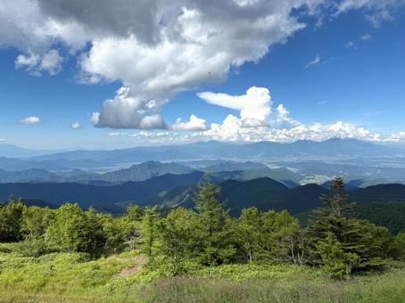美ヶ原高原からの眺望 青空,雲,晴れの写真素材