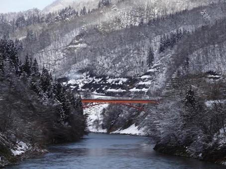 冬の峡谷 冬の峡谷 峡谷,鉄橋,冬の写真素材