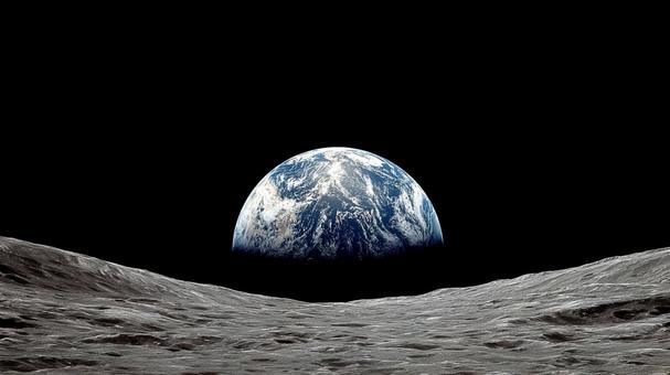 宇宙の神秘:月からの地球の眺め 宇宙の神秘:月からの地球の眺めの写真