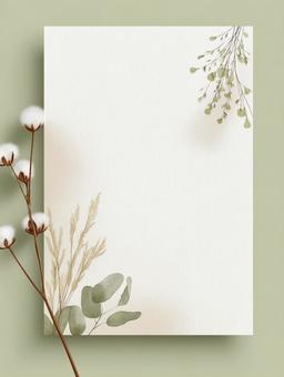 コットンと水彩のカードの写真