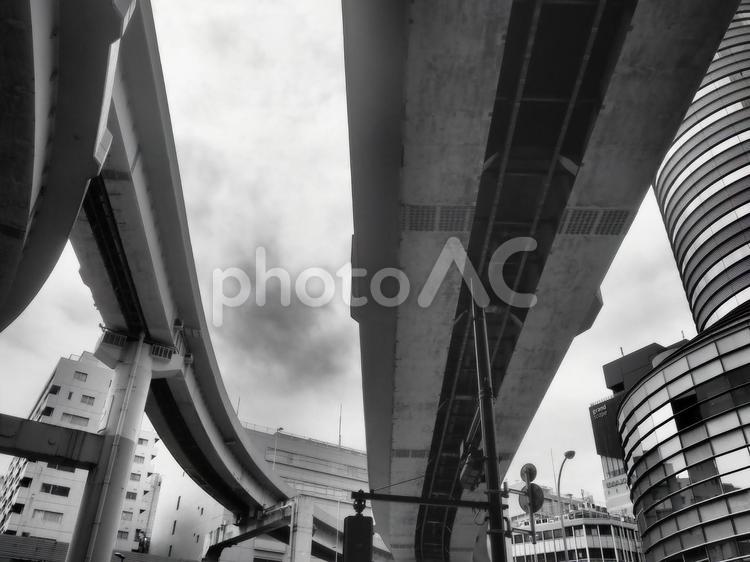 ゲームのような雰囲気のジャンクション ジャンクション,首都高,道路の写真素材