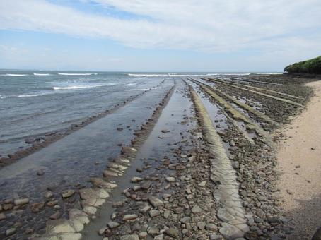 鬼の洗濯板 宮崎,青島,海の写真素材