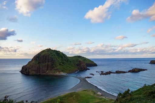 佐渡の観光名所大野亀の海岸 海,海岸,風景の写真素材