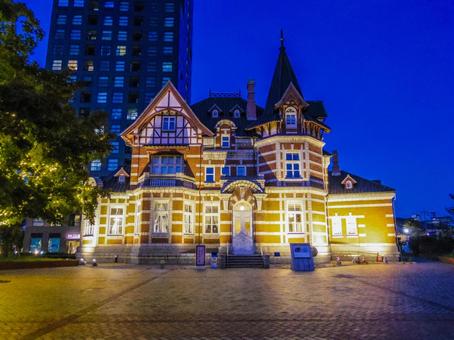 【福岡県】北九州市大連友好記念館 北九州市大連友好記念館,夜景,ライトアップの写真素材