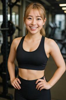 筋トレを頑張ってる女性の写真