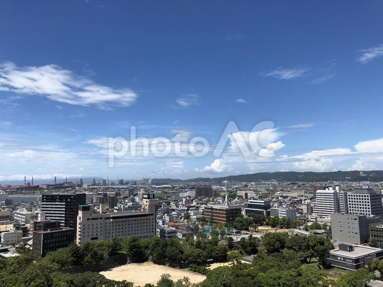 和歌山の街並み 晴れ,町並み,空の写真素材