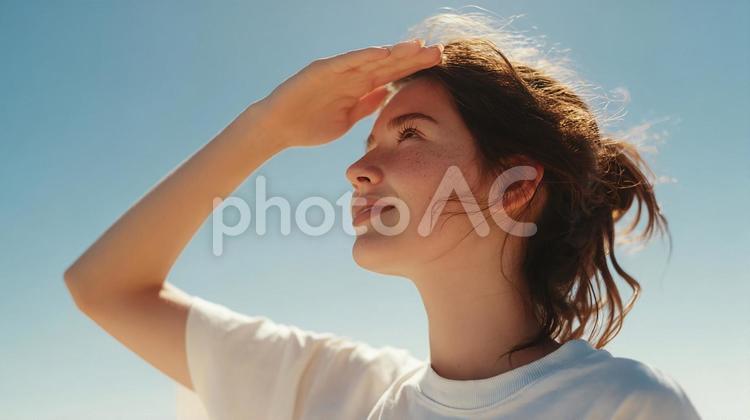爽やかな夏の表情 女性,顔,ポートレートの写真素材