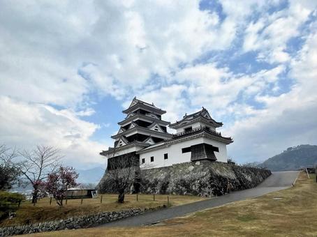Photo, continent city, castle tower, honmaru, 