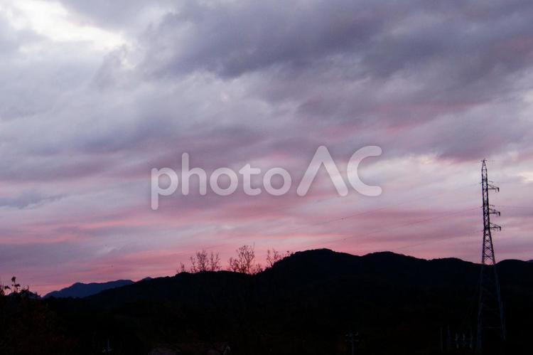 いいことあるかも　曙 朝焼け,空,雲の写真素材