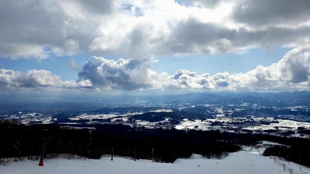 從斜坡頂部的全景, 滑雪場, 滑雪場, 滑雪, JPG