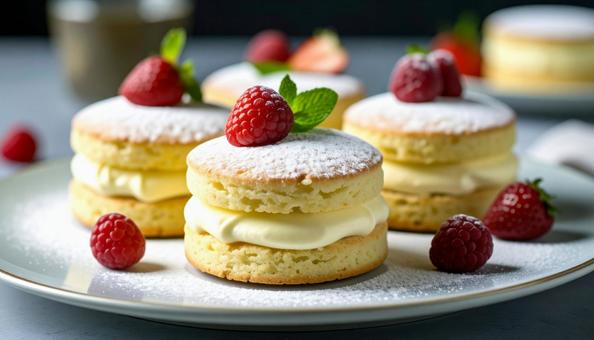 美味しそうなラズベリーのケーキの写真