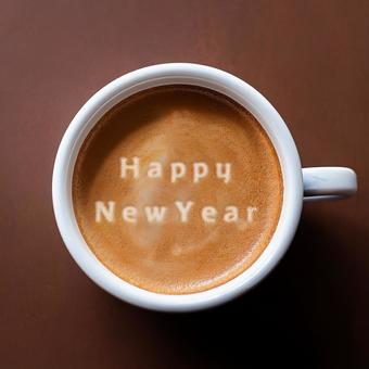 ラテアート　ハッピーニューイヤー ラテアート,ハッピーニューイヤー,happynewyearの写真素材