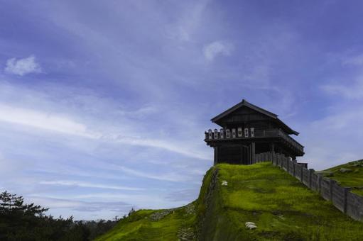Photo, onino castle, momotaro densetsu, ancient mountain city, 