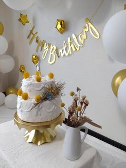 誕生日会　飾り付け 誕生日会,飾り付け,ドライフラワーの写真素材