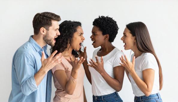 言い争いをする人々 言い争いをする人々の写真