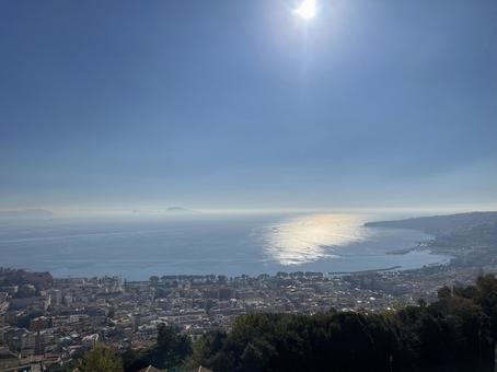 ナポリ湾 ナポリ,サンマルティーノの丘,イタリアの写真素材