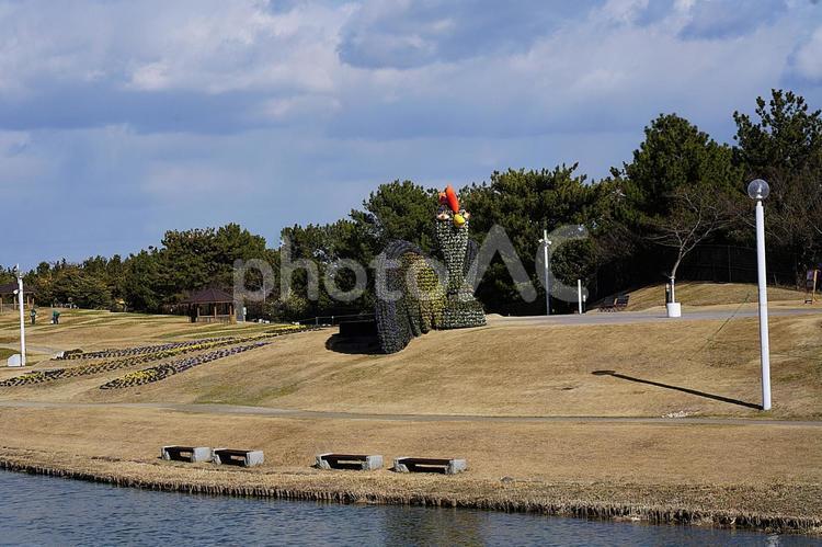 国営明石海峡公園㉞　鶏のモニュメント 兵庫県,淡路島,国営明石海峡公園の写真素材
