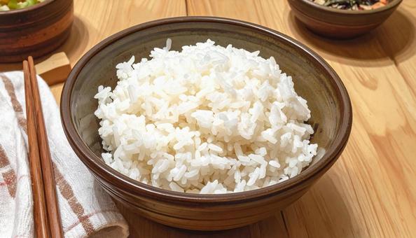 茶碗に盛り付けたご飯 茶碗に盛り付けたご飯の写真