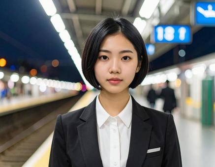 帰宅途中のOLの写真