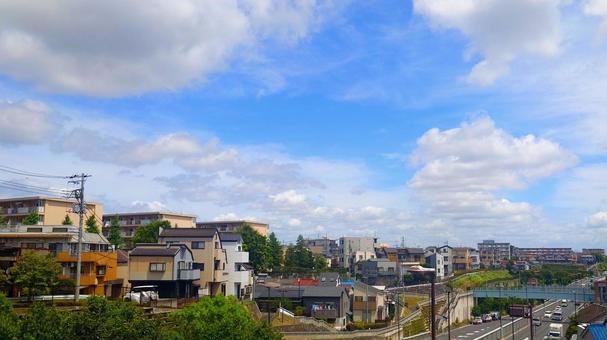 空と街 空と街 青空,空,雲の写真素材