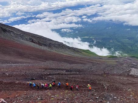 Climbing, Mt. Fuji, Climbers, People climbing Mt. Fuji / Image material of climbers Climbing, Mt. Fuji, Climbers, People climbing Mt. Fuji / Image material of climbers