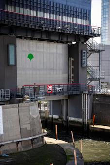 源森川水門と水路 源森川水門,水門,閘門の写真素材