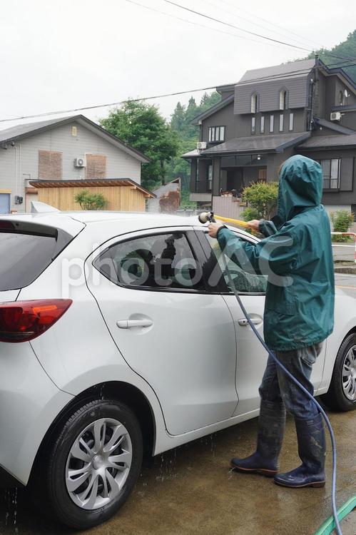 雨の日の洗車10 洗車,自動車,マイカーの写真素材