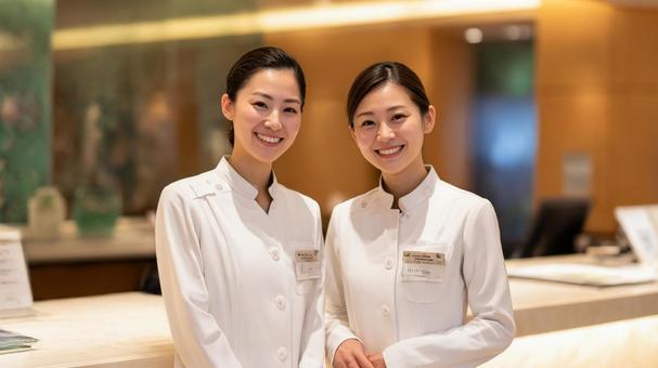 ナースステーションと二人の女性看護師6の写真