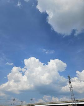 夏空と高架 夏空と高架 空,青空,夏空の写真素材