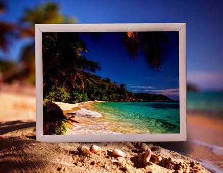海の風景とフレームの夏イメージ 海の風景とフレームの夏イメージの写真