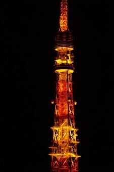東京タワーの夜景1　冬素材　夜景景色 東京タワー,ライトアップ,飾りの写真素材