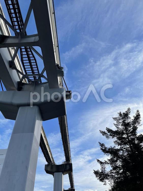 モノレールの線路と空 レール,モノレール,線路の写真素材