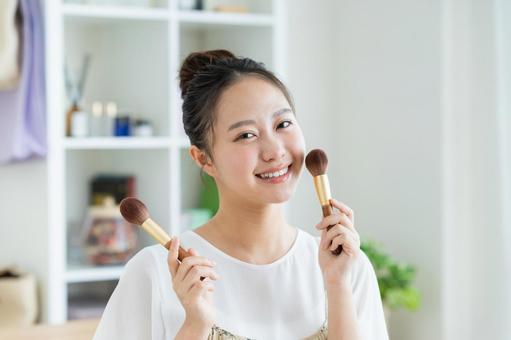 メイク メイク,化粧,メイクブラシの写真素材