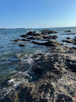 いそ いそ 海,磯,晴れの写真素材
