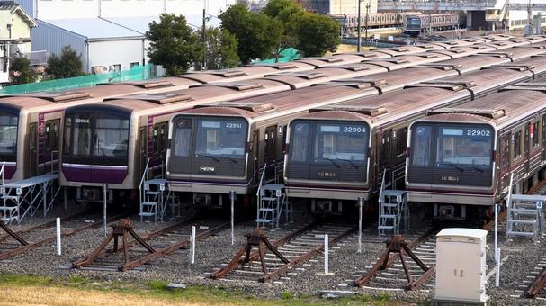 日曜日の大日車両基地〜谷町線 日曜日の大日車両基地〜谷町線 大阪メトロ,地下鉄,谷町線の写真素材