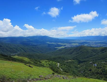 車山高原山頂からの景色 車山,山頂,霧ヶ峰の写真素材