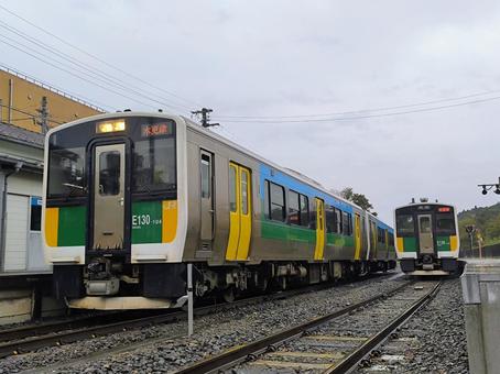 JR久留里線、E130型気動車 jr,jr東日本,久留里線の写真素材