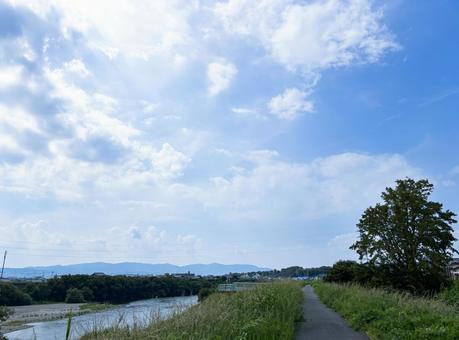 夏の晴れた日の散歩道 夏の晴れた日の散歩道の写真