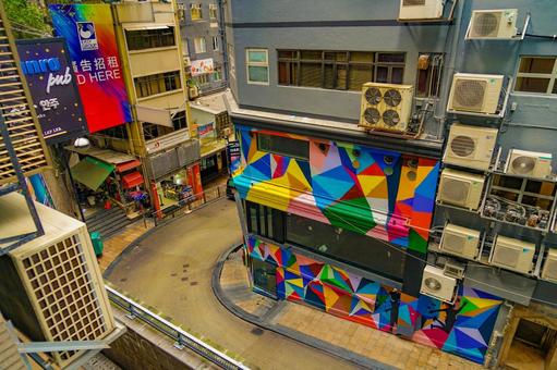 香港のカラフルな壁画 香港のカラフルな壁画の写真