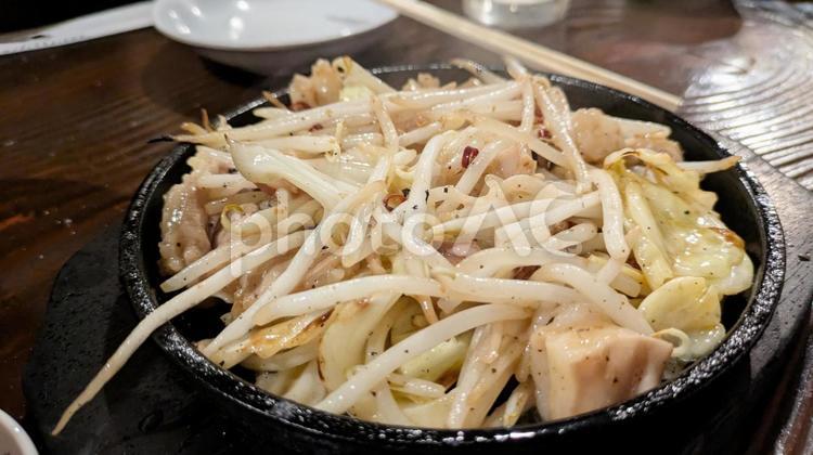肉とキャベツのもやし炒め鉄板焼き 鉄板焼き,もやし,豚肉の写真素材