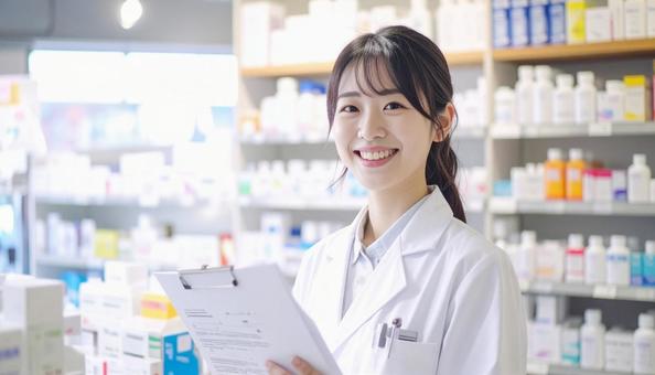 笑顔で働く薬剤師 笑顔で働く薬剤師の写真