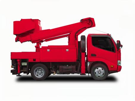 高所作業車 赤 高所作業車 赤 高所作業車,赤,ブームの写真素材